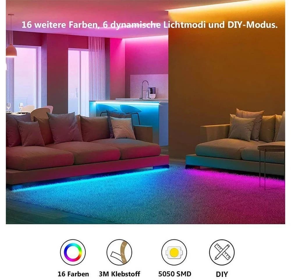 KINSI LED Stripe RGB LED-Lichtband 5-20m 18 Lichter/M Infrarot-Fernbedienung - Bild 5