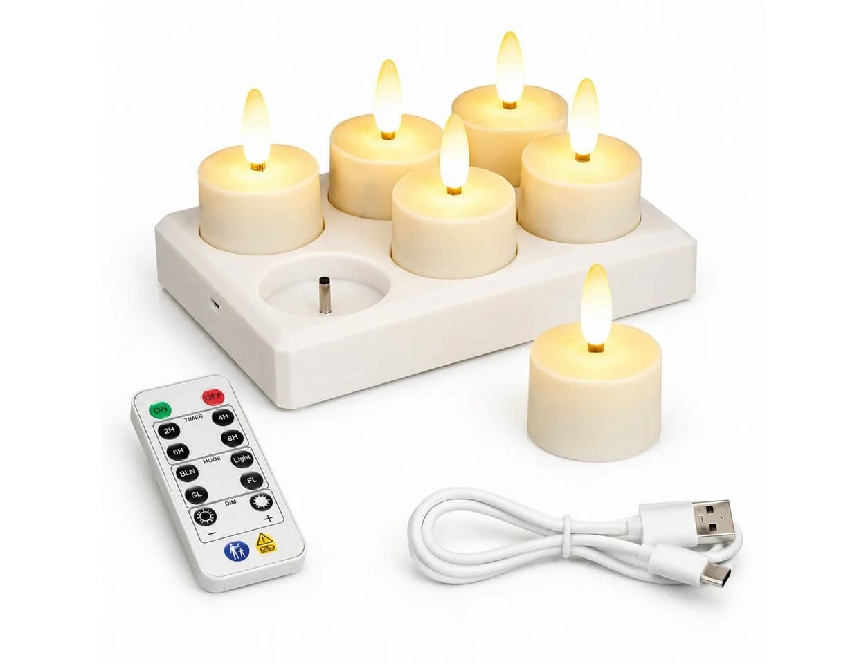 Tekoo LED-Teelichter 6er Set mit Ladestation & Fernbedienung - Bild 2