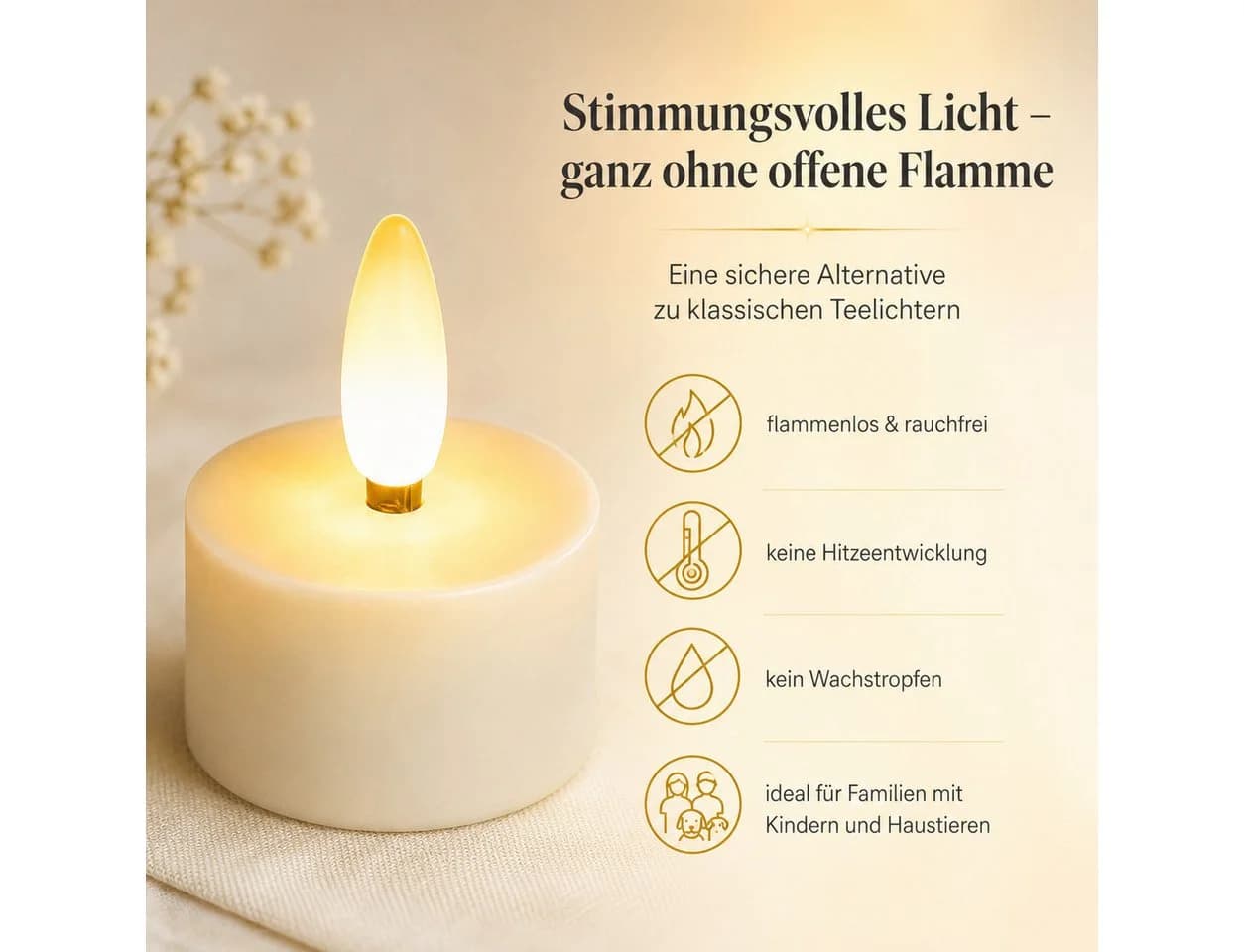 Tekoo LED-Teelichter 6er Set mit Ladestation & Fernbedienung - Bild 4