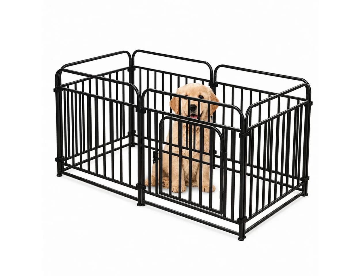 Tekoo Welpenlaufstall 6 Paneele Metall Schwarz - Bild 2