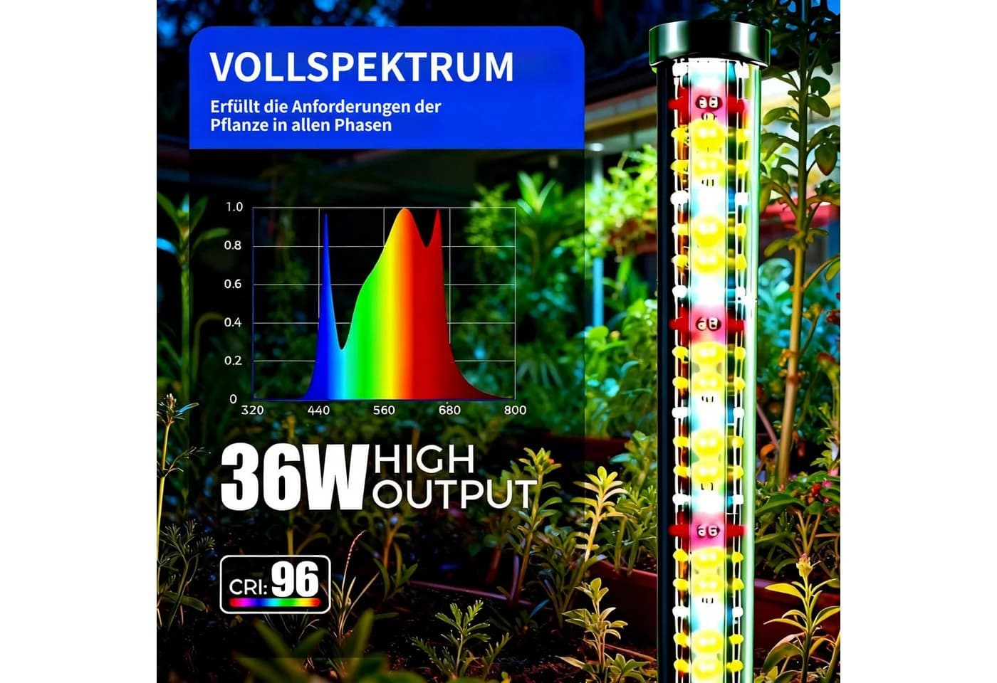 Tekoo Pflanzenlampe LED Vollspektrum 145cm Stehlampe dimmbar mit Timer - Bild 3