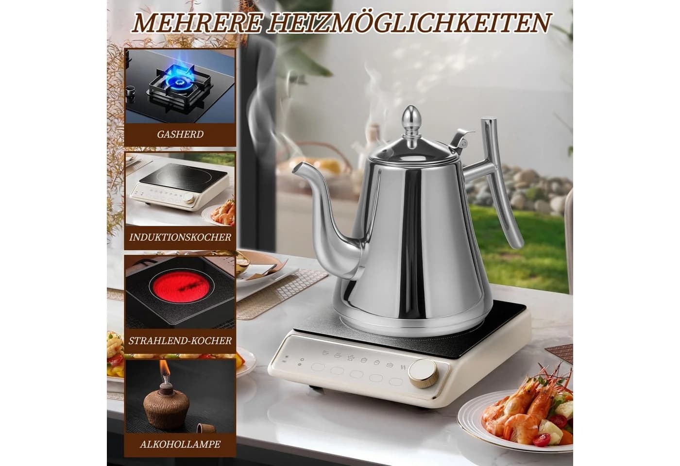 Tekoo Teekanne 2L Edelstahl mit Sieb & Griff - Bild 3