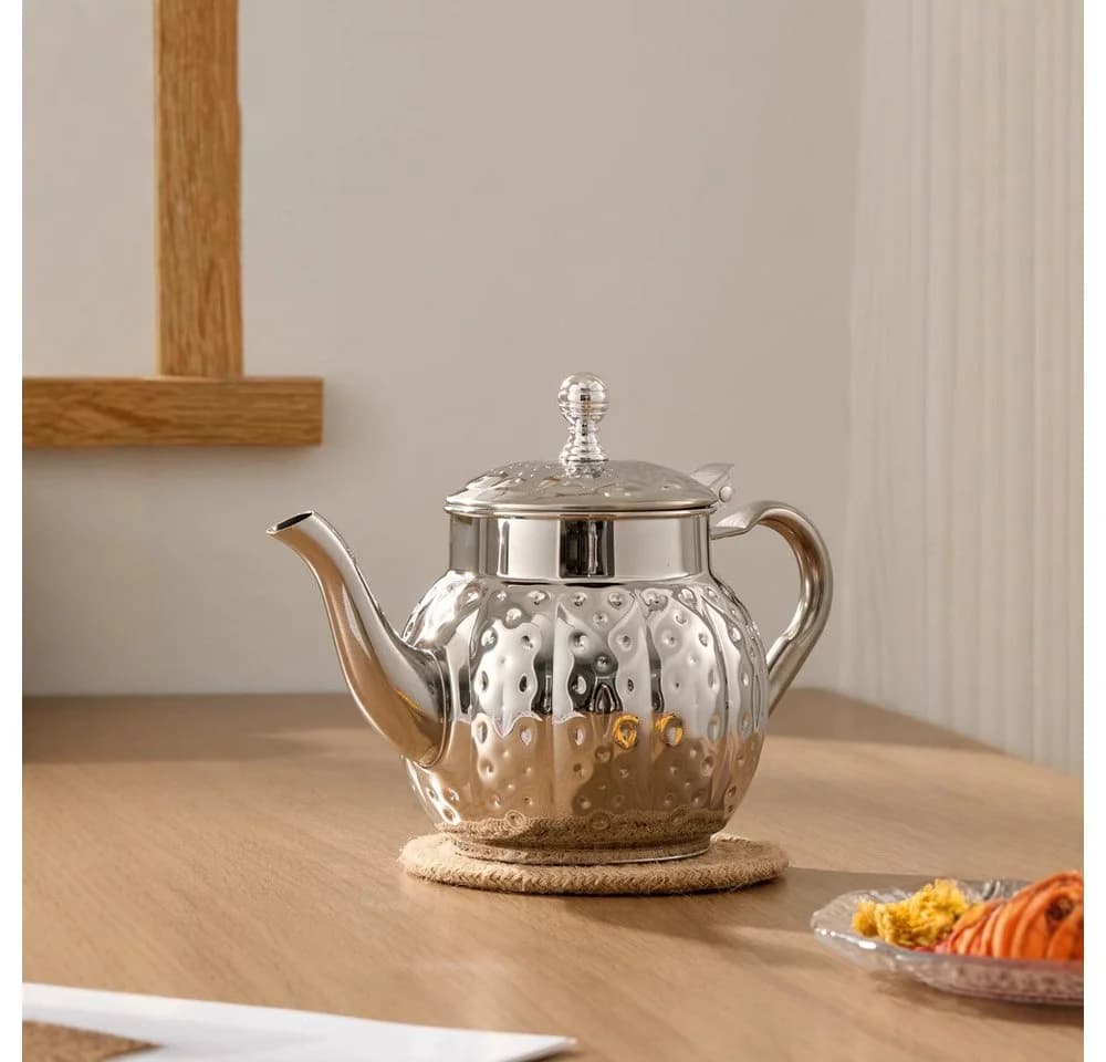 Tekoo Teekanne Edelstahl 0,8l Hammerschlag-Design Silber - Bild 5