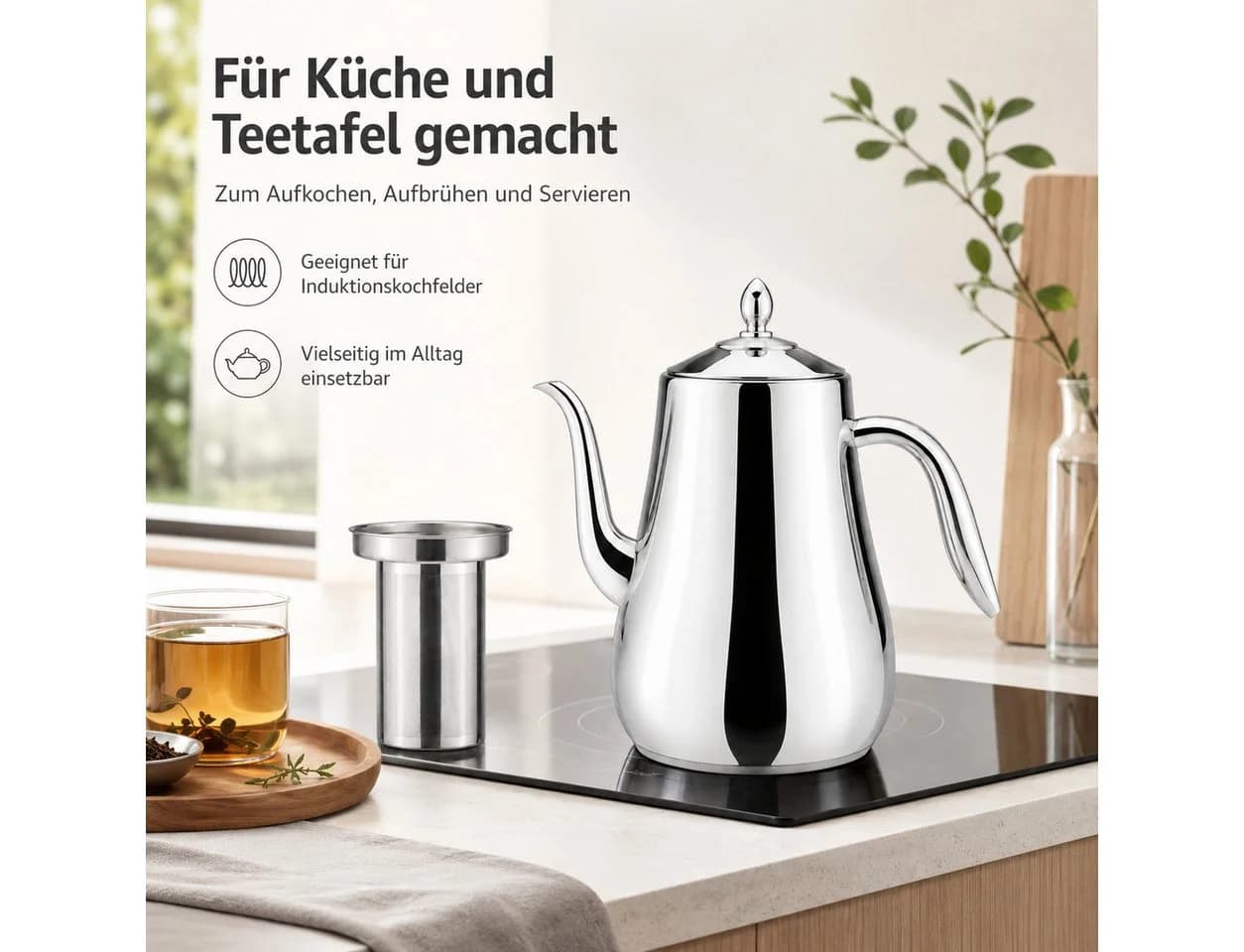 Tekoo Teekanne Edelstahl Wasserkessel 1,55 L Schwanenhals - Bild 3