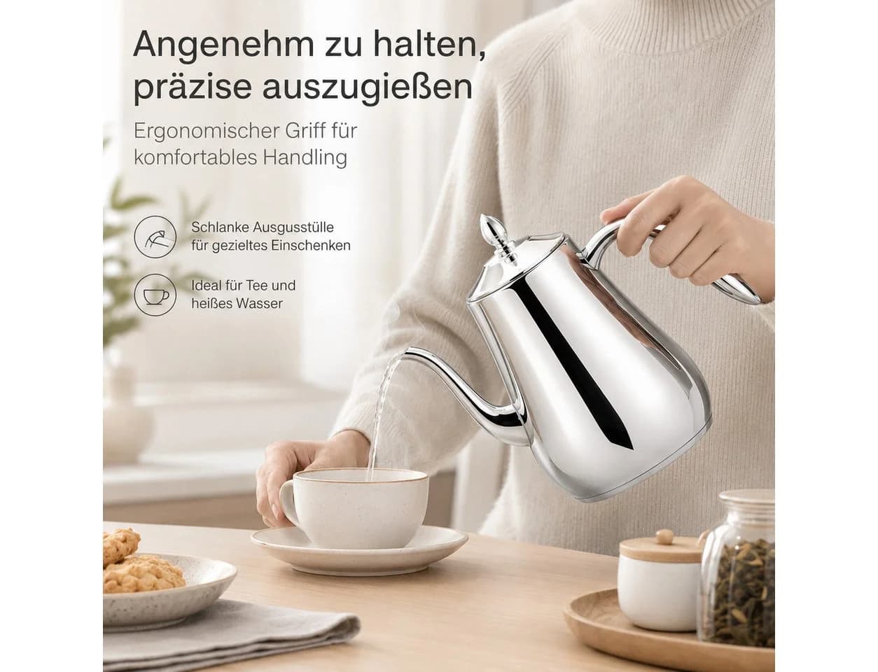 Tekoo Teekanne Edelstahl Wasserkessel 1,55 L Schwanenhals - Bild 4