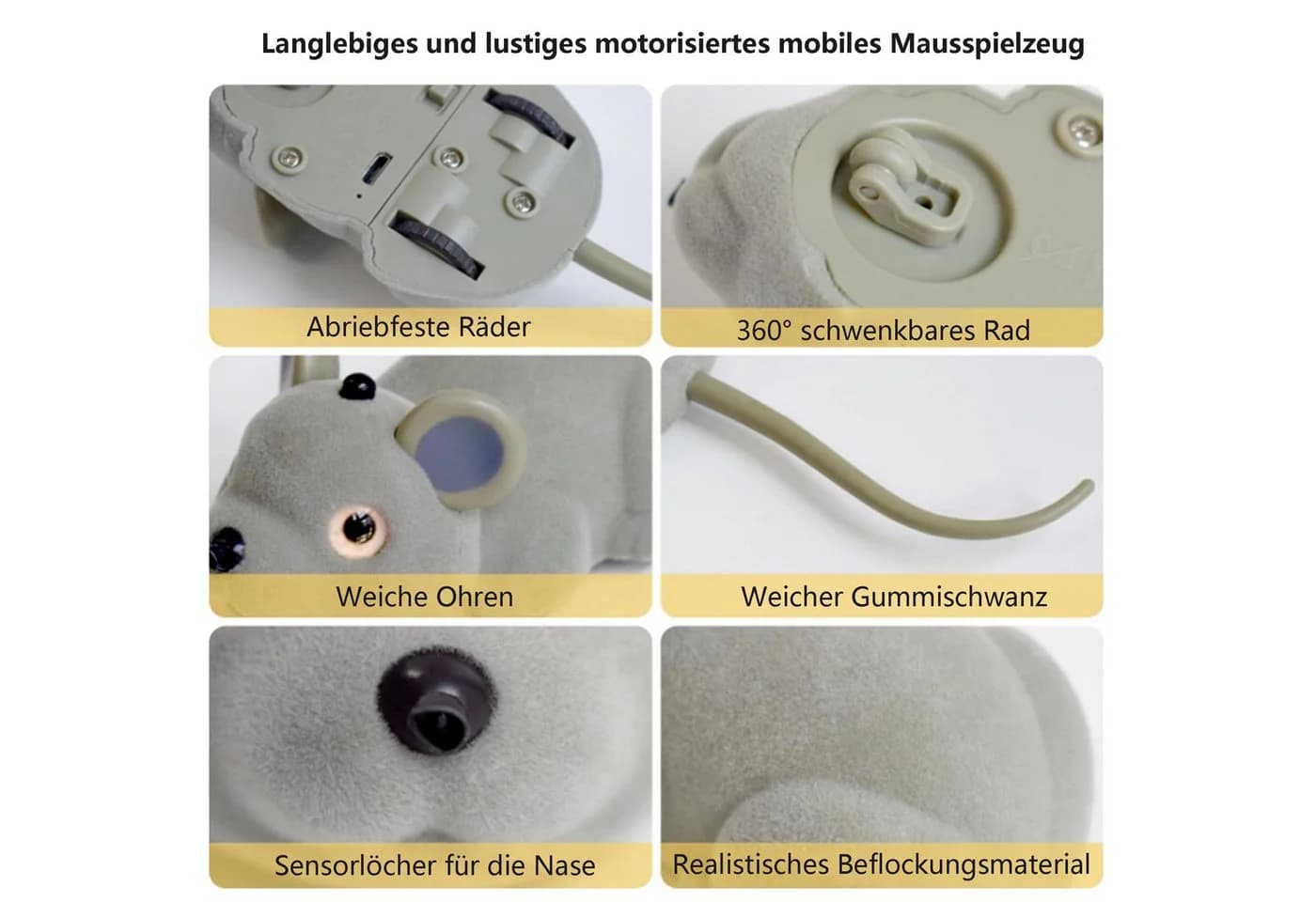 KINSI Interaktives Katzenspielzeug Maus mit Sensor & Fernbedienung - Bild 3