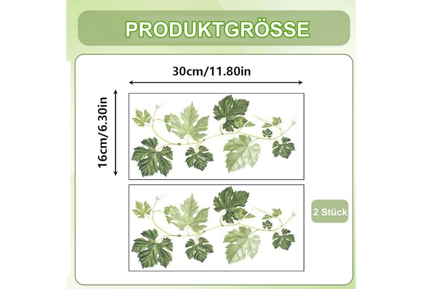 KINSI Wandtattoo Efeu 2 Stück Grün PVC Wandaufkleber