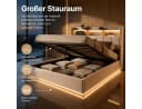 Simurq Polsterbett 140x200 Beige Samt mit LED & Stauraum Bild 3