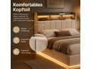 Simurq Polsterbett 140x200 Beige Samt mit LED & Stauraum Bild 4