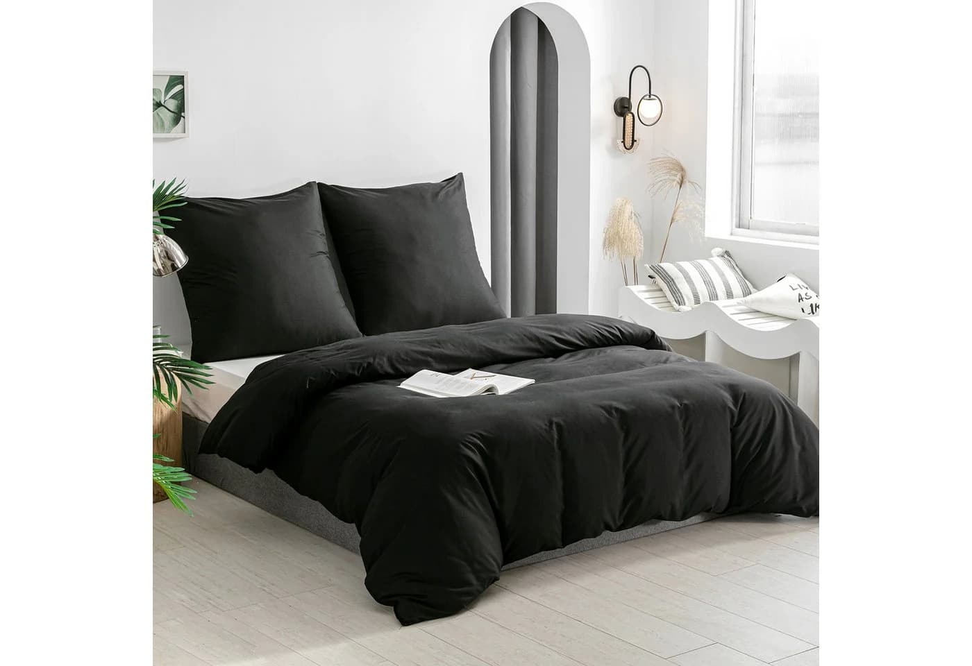 Good Nite Bettwäsche 3-teilig Mikrofaser Schwarz Streifen - Bild 3