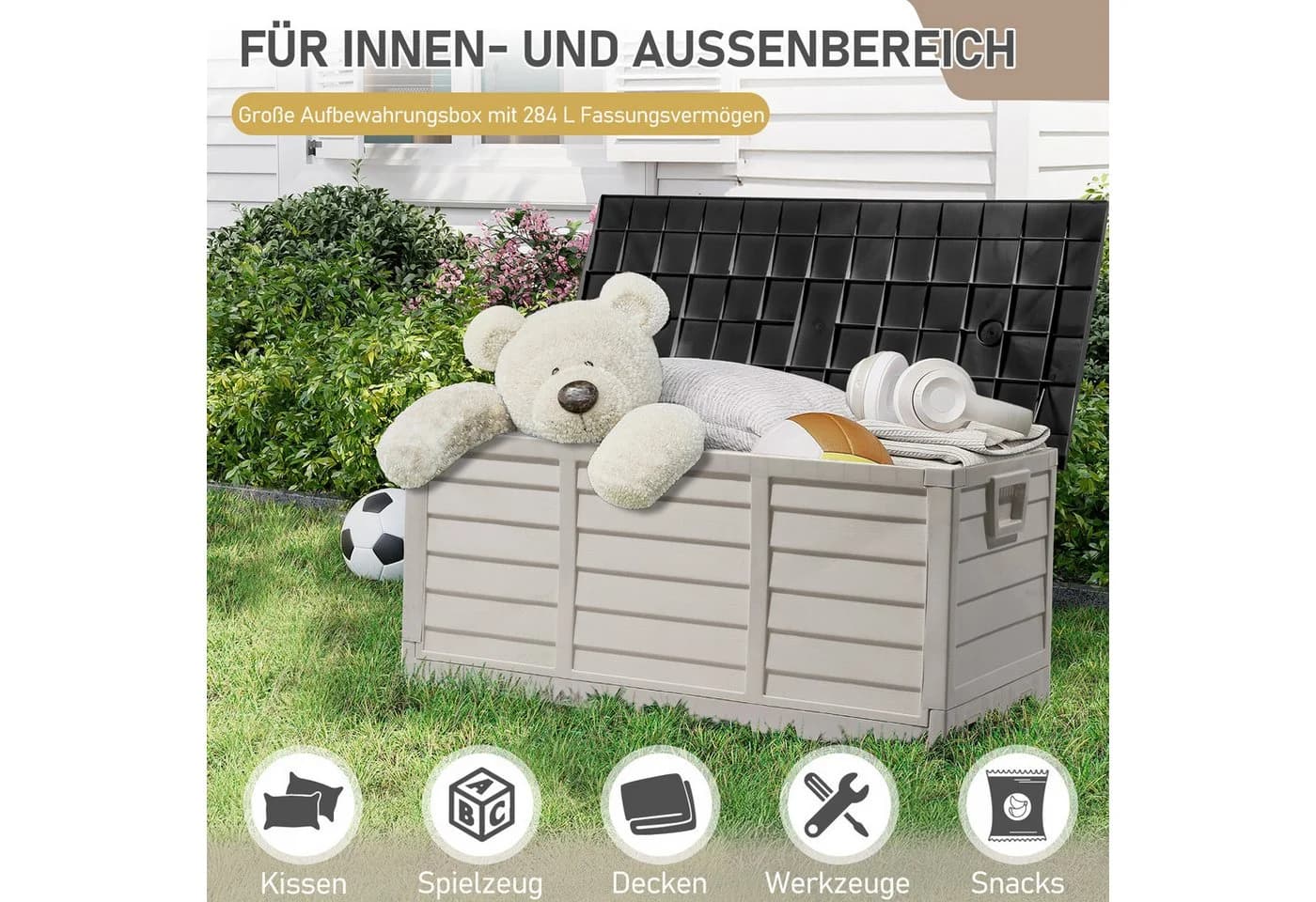 LALAHO Gartenbox mit Rollen Wasserdicht 280 L Kunststoff - Bild 4