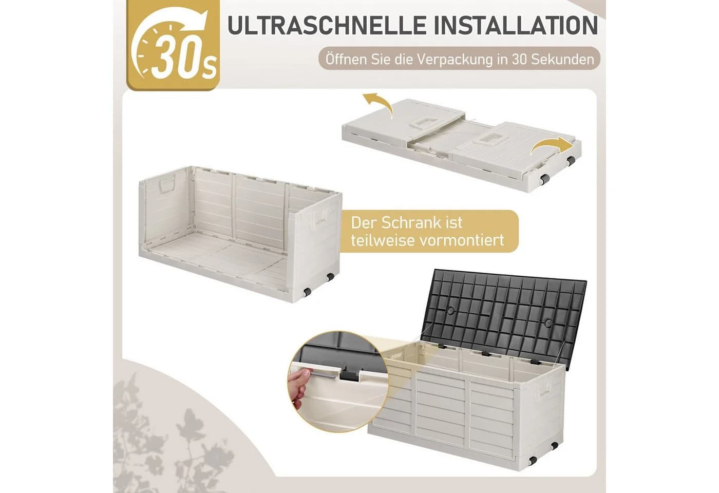 LALAHO Gartenbox mit Rollen Wasserdicht 280 L Kunststoff - Bild 5