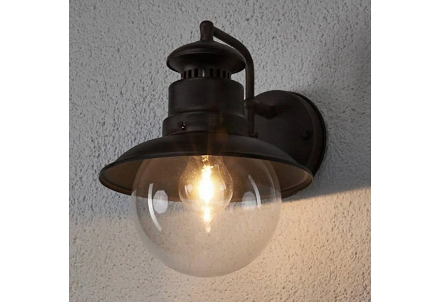 Lindby Eddie Außen-Wandleuchte Rustikal Dimmbar Eisen Glas Rostbraun Klar - Bild 2