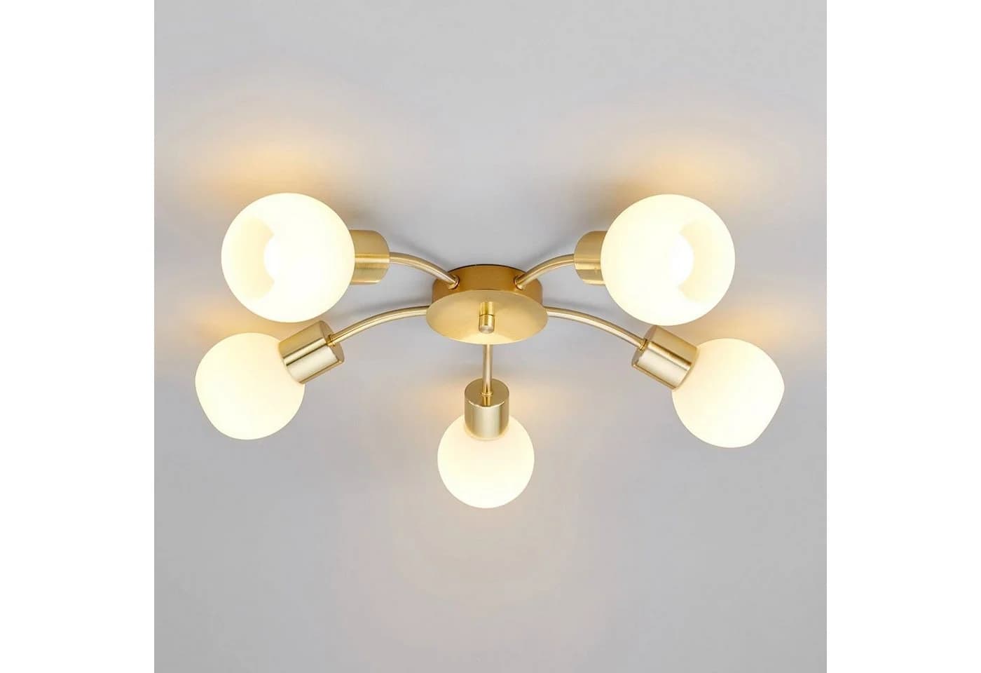 Lindby Deckenlampe Elaina Ø54cm 5-flg. Messing Glas E14 - Bild 3