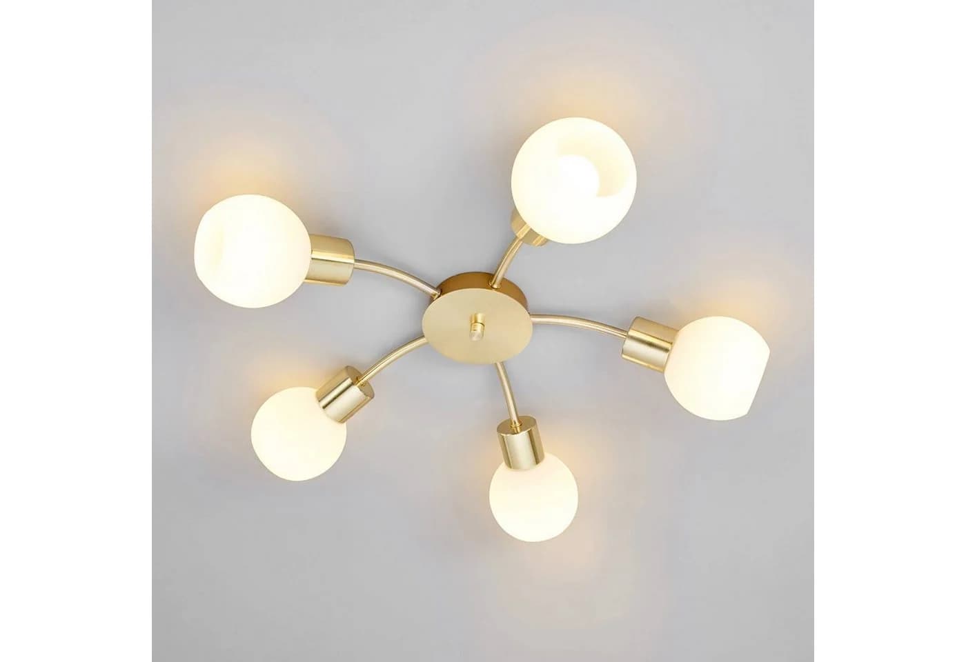 Lindby Deckenlampe Elaina Ø54cm 5-flg. Messing Glas E14 - Bild 4