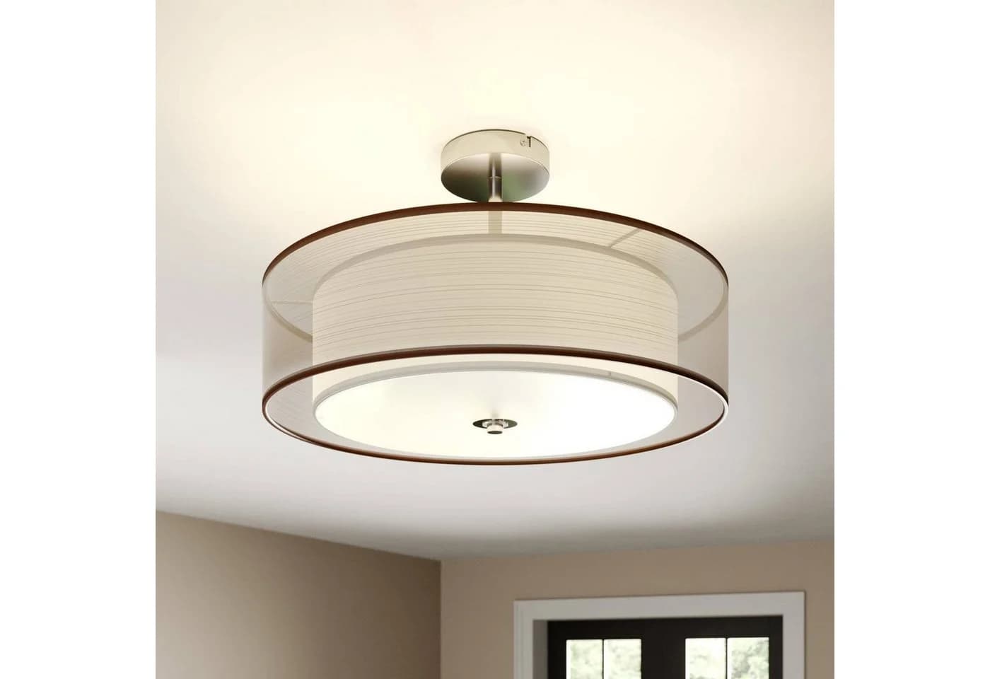 Lindby Deckenleuchte Pikka Braun Chrom 3x11W LED Hängeleuchte