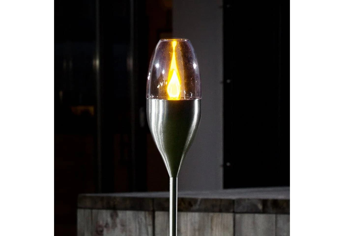 Lindby LED-Solarleuchte Jari, Höhe 122 cm, Edelstahl, klar