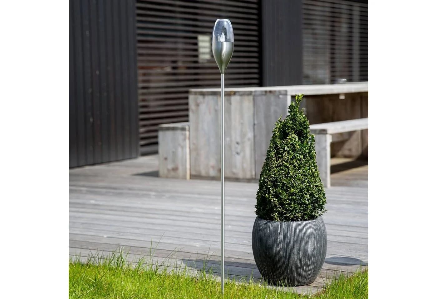 Lindby LED-Solarleuchte Jari, Höhe 122 cm, Edelstahl, klar - Bild 3