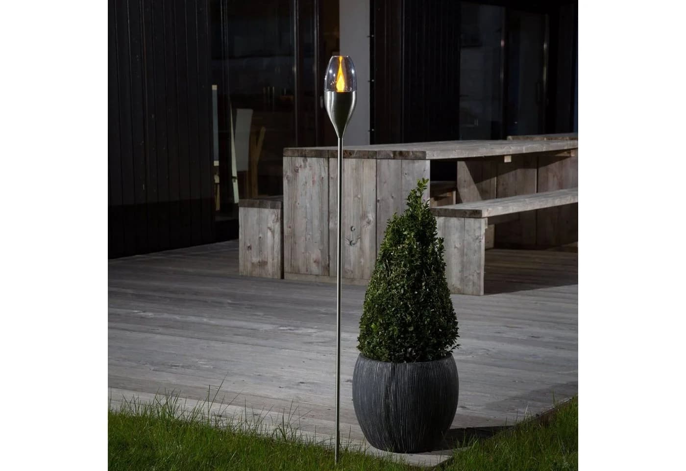 Lindby LED-Solarleuchte Jari, Höhe 122 cm, Edelstahl, klar - Bild 4