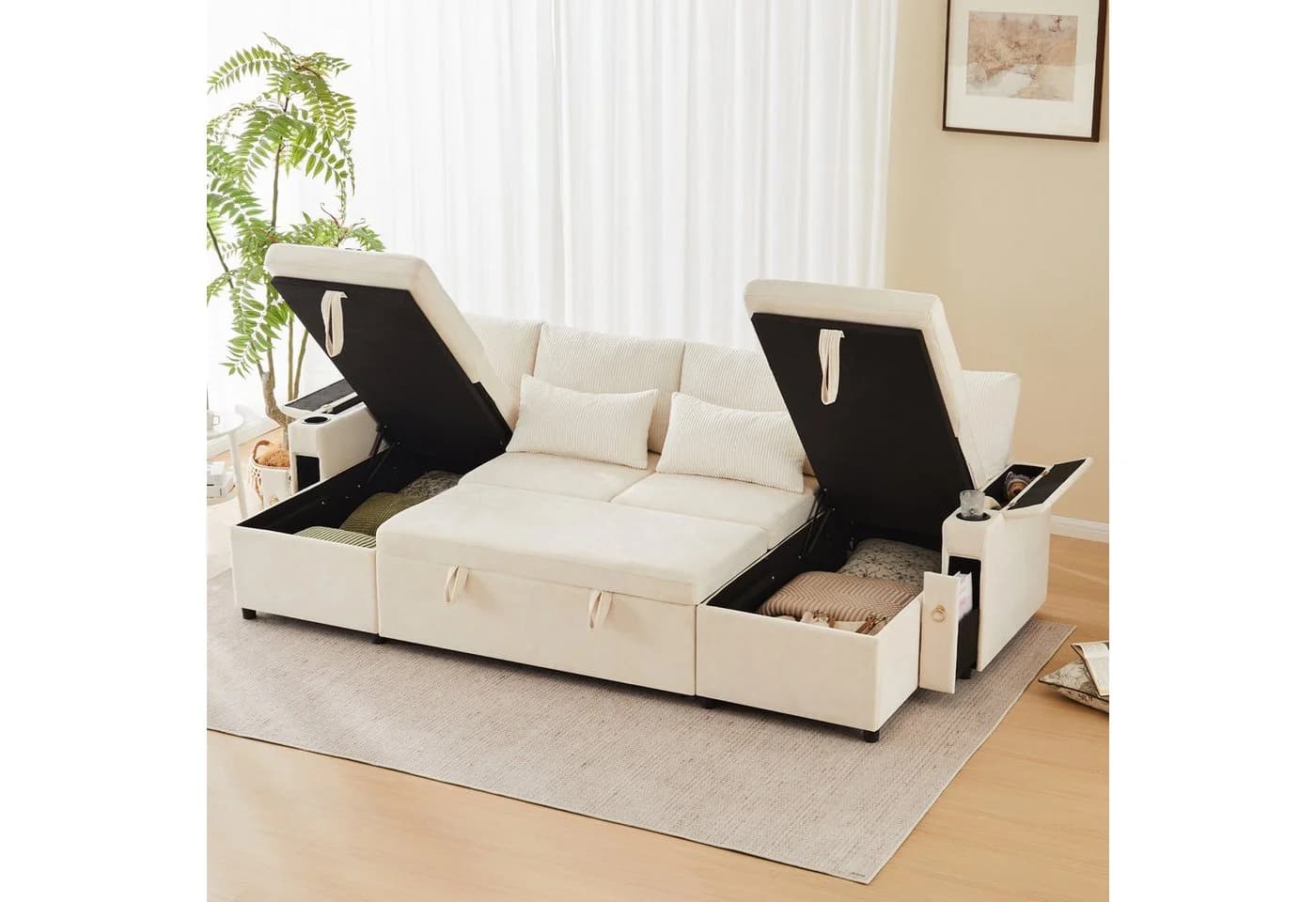 i@home Ecksofa U-Form Schlafsofa Beige/Grau mit Schlaffunktion - Bild 2
