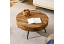 i@home Couchtisch Runder Kaffeetisch 70 cm Durchmesser Holzoptik Schwarz Metallbeine Bild 1