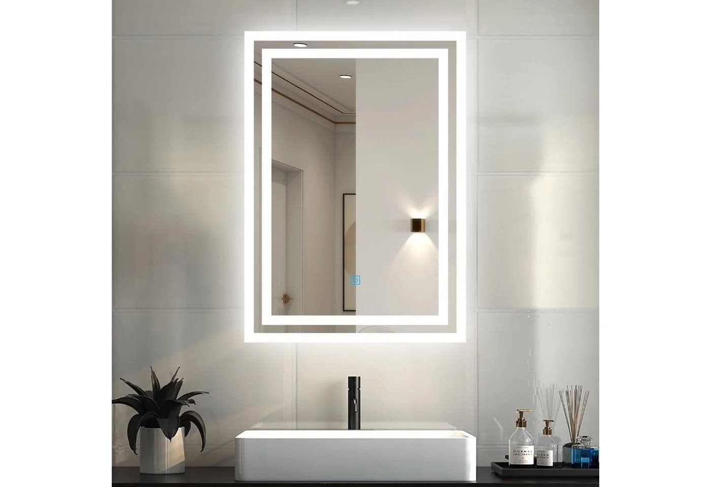 duschspa Badspiegel 50-70 cm Touch Kaltweiß LED