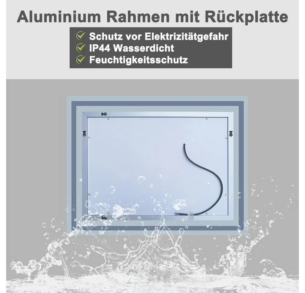 duschspa Badspiegel 50-70 cm Touch Kaltweiß LED - Bild 5
