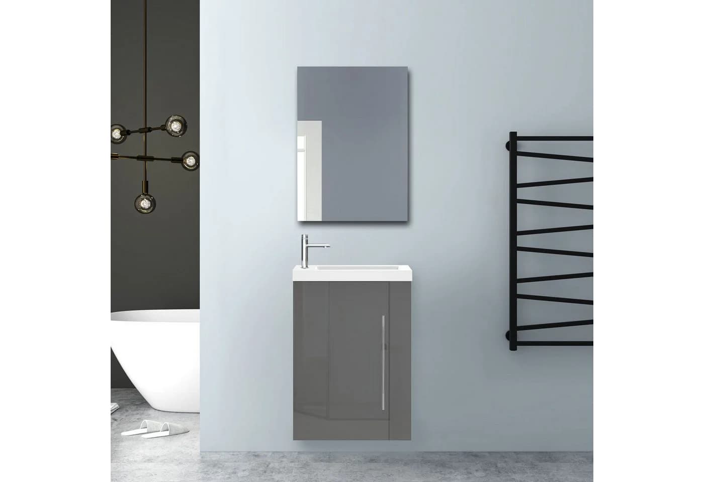 Aica Sanitär Waschtisch 45 cm mit Unterschrank Grau/Weiß - Bild 3