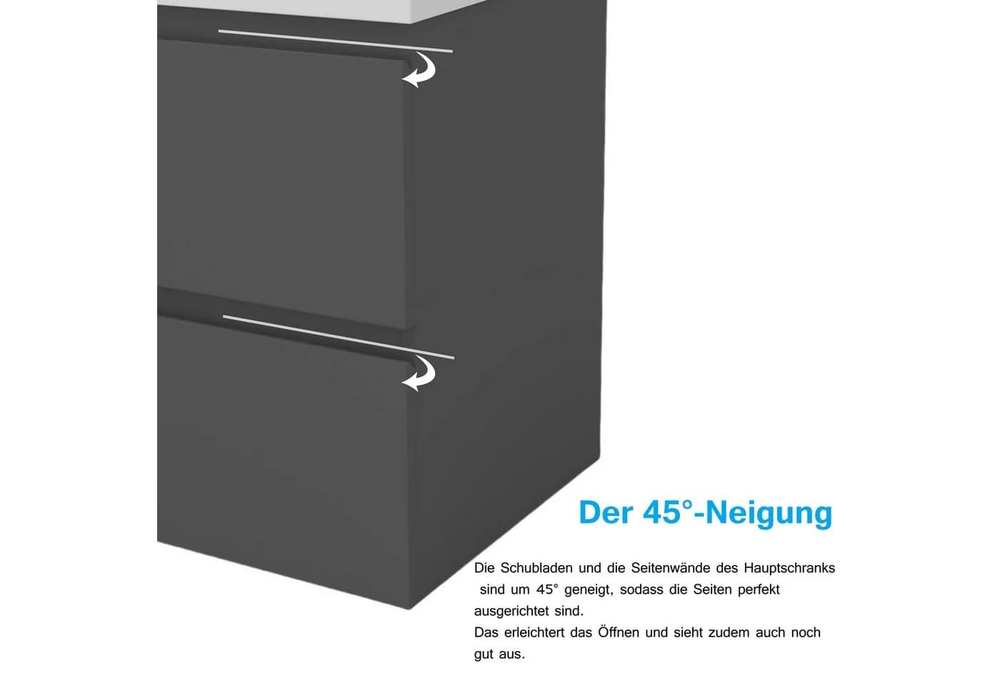 Aica Sanitär Waschtisch Mineralguss mit Unterschrank Badmöbel Set - Bild 5