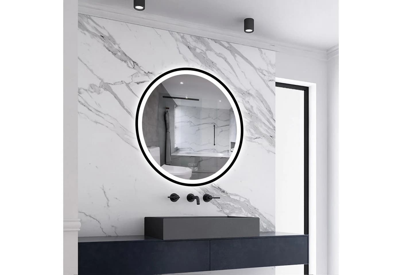 Aica Sanitär Badspiegel LED mit Bluetooth, Uhr & Anti-Beschlag - Bild 2