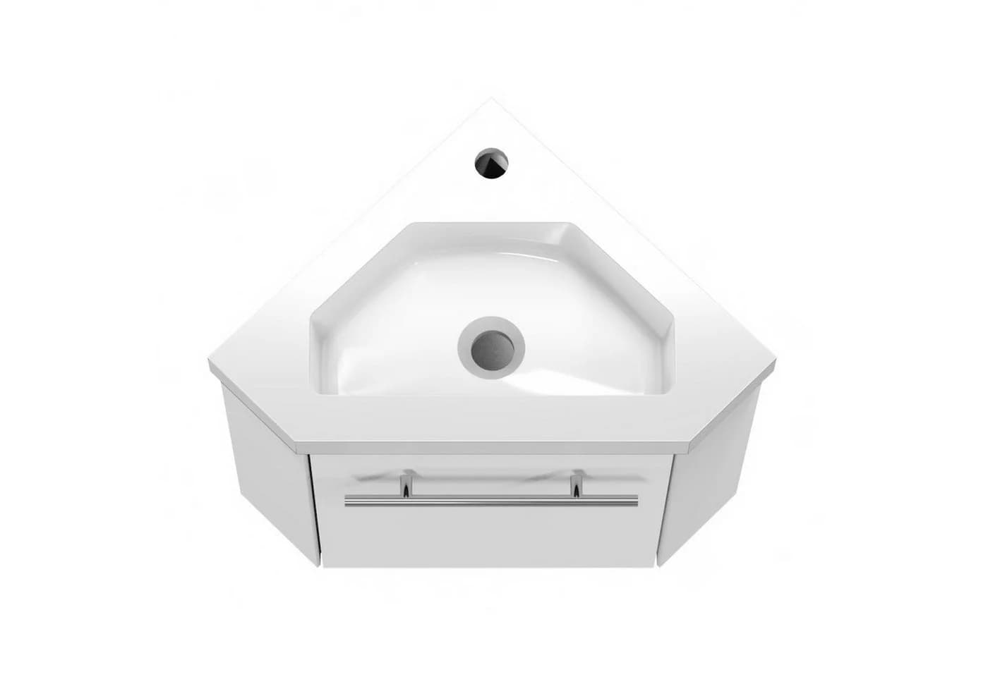 duschspa Eckwaschtisch 45 cm Weiß Mineralguss mit Unterschrank