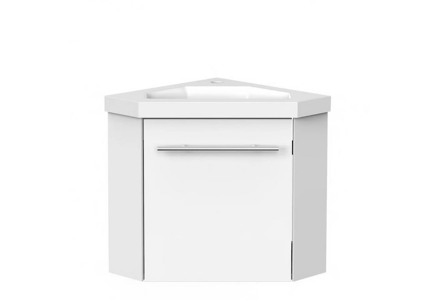 duschspa Eckwaschtisch 45 cm Weiß Mineralguss mit Unterschrank - Bild 2