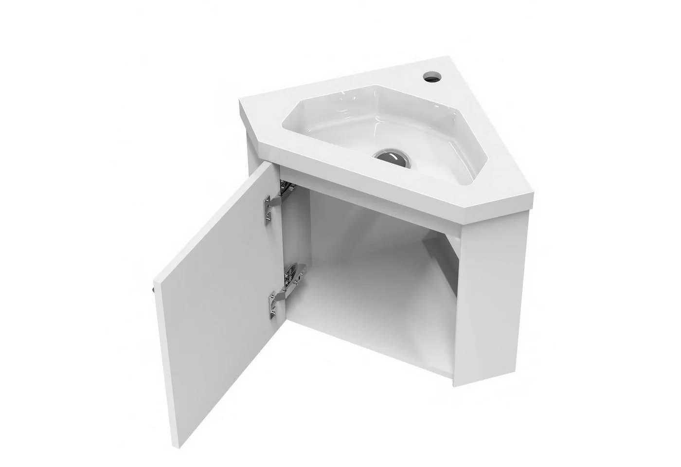 duschspa Eckwaschtisch 45 cm Weiß Mineralguss mit Unterschrank - Bild 3