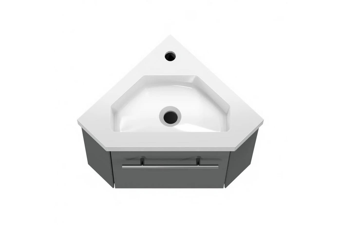 duschspa Waschtisch 45 cm Eckwaschbecken Anthrazit mit Unterschrank