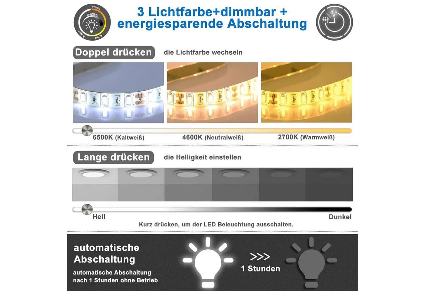 duschspa Badspiegel LED Beschlagfrei Uhr Schminkspiegel - Bild 5