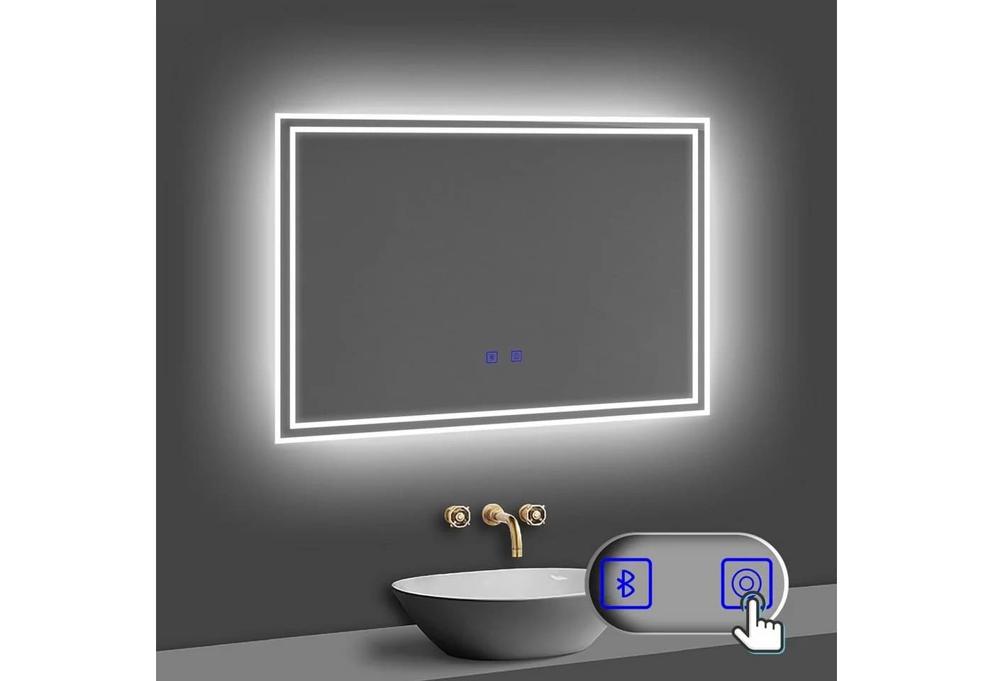 duschspa LED Badspiegel mit Bluetooth, Dimmbar, Beschlagfrei, Aluminiumrahmen - Bild 2