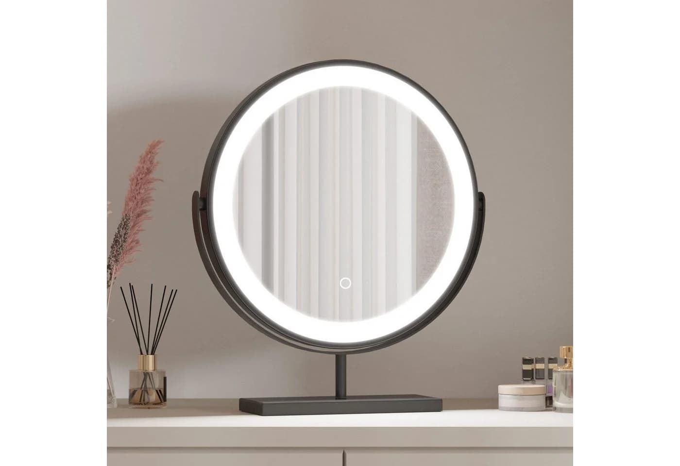duschspa Kosmetikspiegel mit LED-Beleuchtung, Schwarz, 360° drehbar - Bild 2