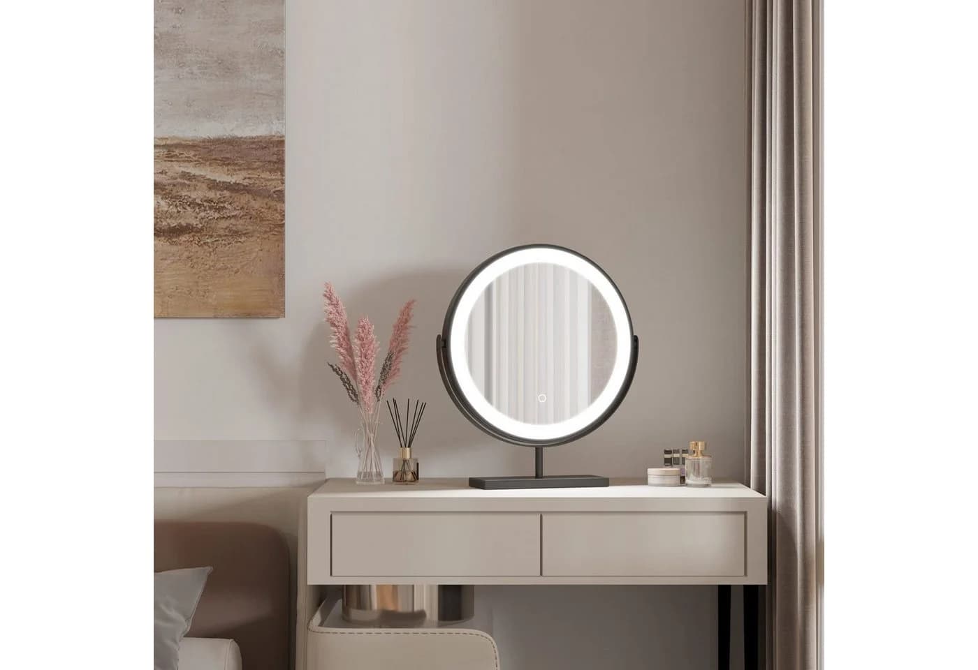 duschspa Kosmetikspiegel mit LED-Beleuchtung, Schwarz, 360° drehbar - Bild 3