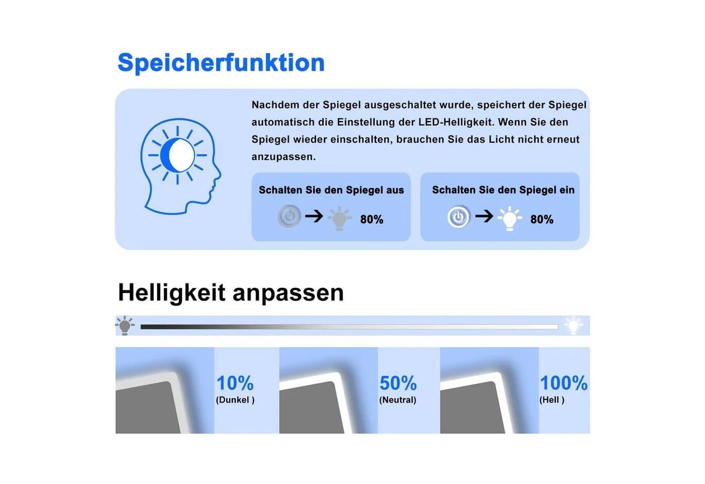 duschspa Kosmetikspiegel mit LED-Beleuchtung, Schwarz, 360° drehbar - Bild 5