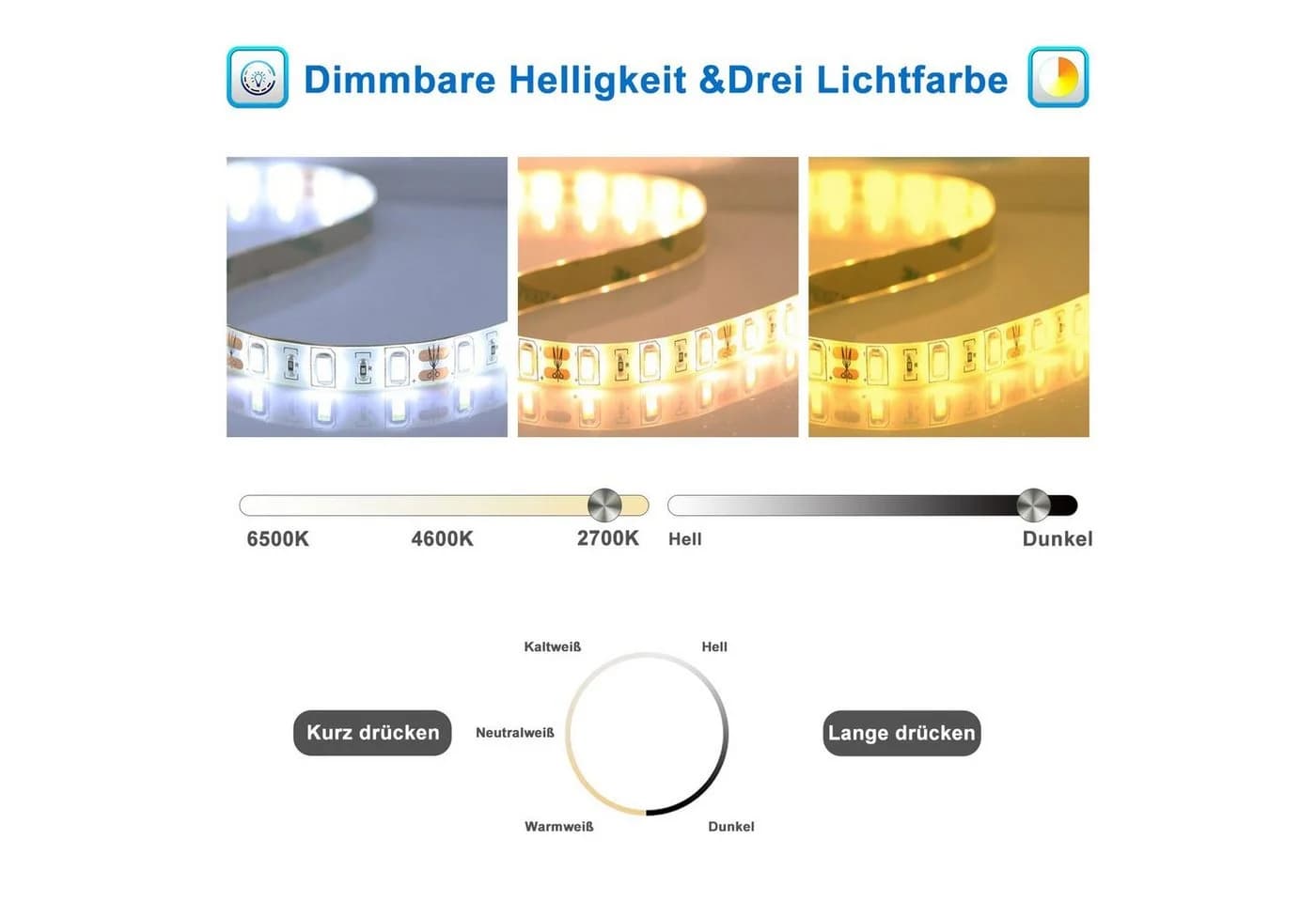 duschspa Badspiegel Rund LED dimmbar mit Uhr Touch - Bild 5
