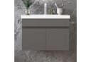 duschspa Waschtischunterschrank mit Waschbecken Hochglanz Grau Softclose Bild 1