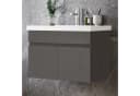 duschspa Waschtischunterschrank mit Waschbecken Hochglanz Grau Softclose Bild 2
