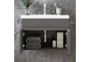 duschspa Waschtischunterschrank mit Waschbecken Hochglanz Grau Softclose Bild 3