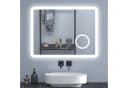 Aica Sanitär Badspiegel mit LED, Dimmbar, Antibeschlag, Uhr & 3x Lupe Bild 2