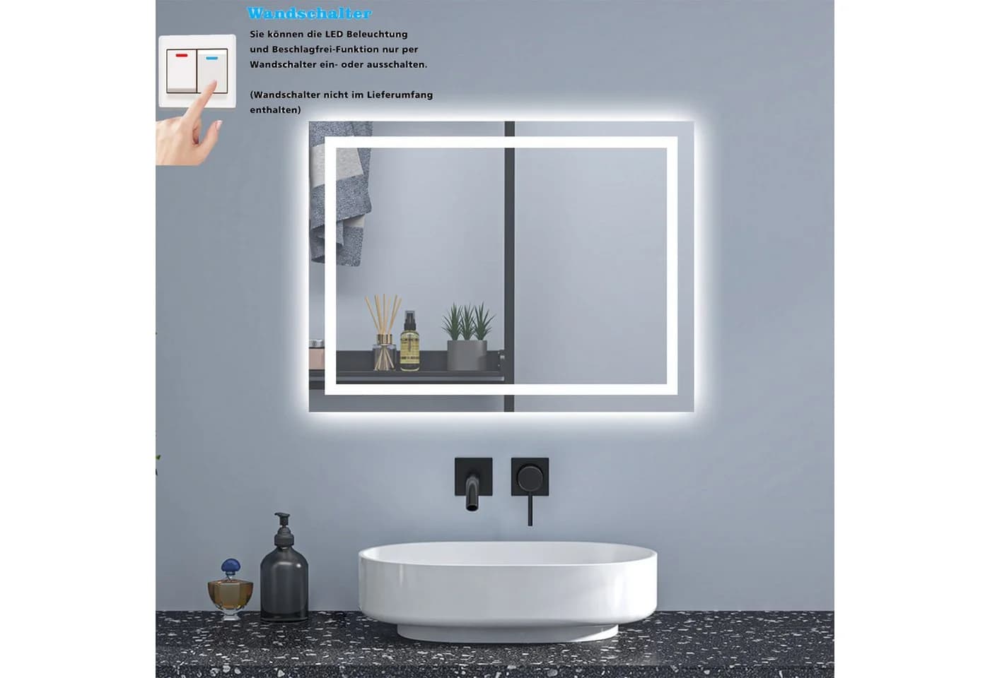 Aica Sanitär Badspiegel LED Kaltweiß Antibeschlag - Bild 5