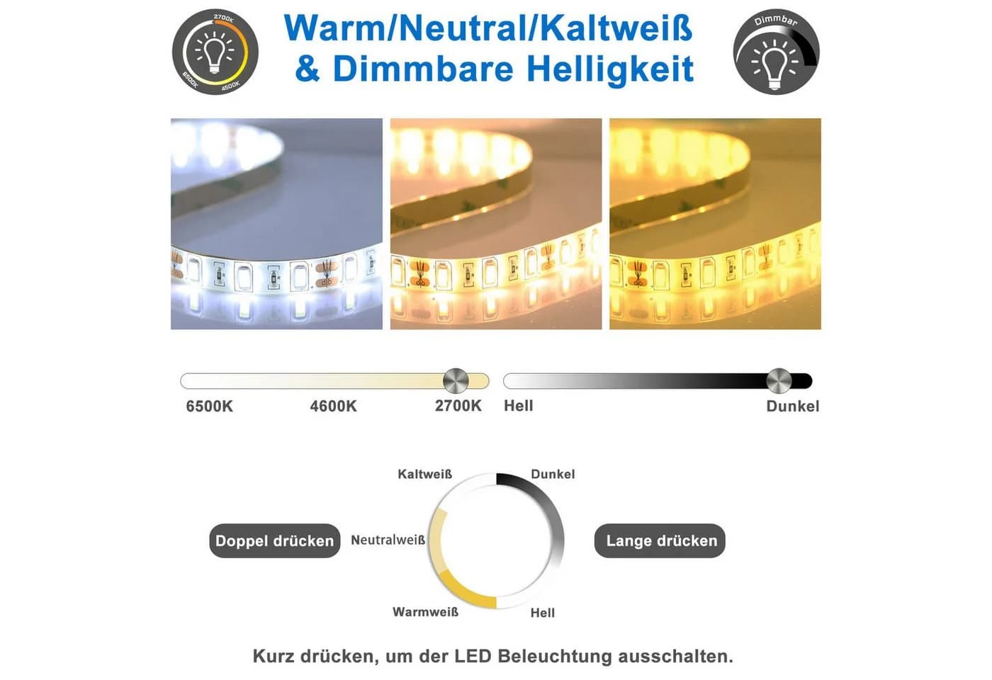 Aica Sanitär LED Badspiegel mit Memory-Funktion und Antibeschlag - Bild 5