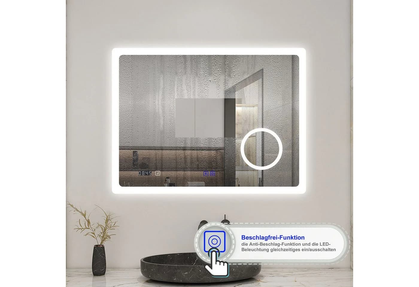 Aica Sanitär Badspiegel mit LED-Beleuchtung dimmbar