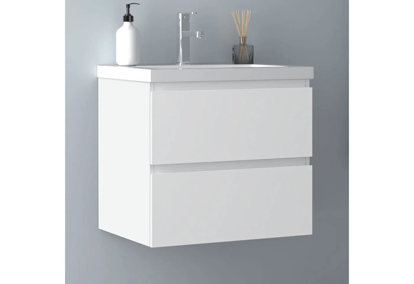 Aica Sanitär Waschtisch mit Unterschrank Weiß Softclose - Bild 2