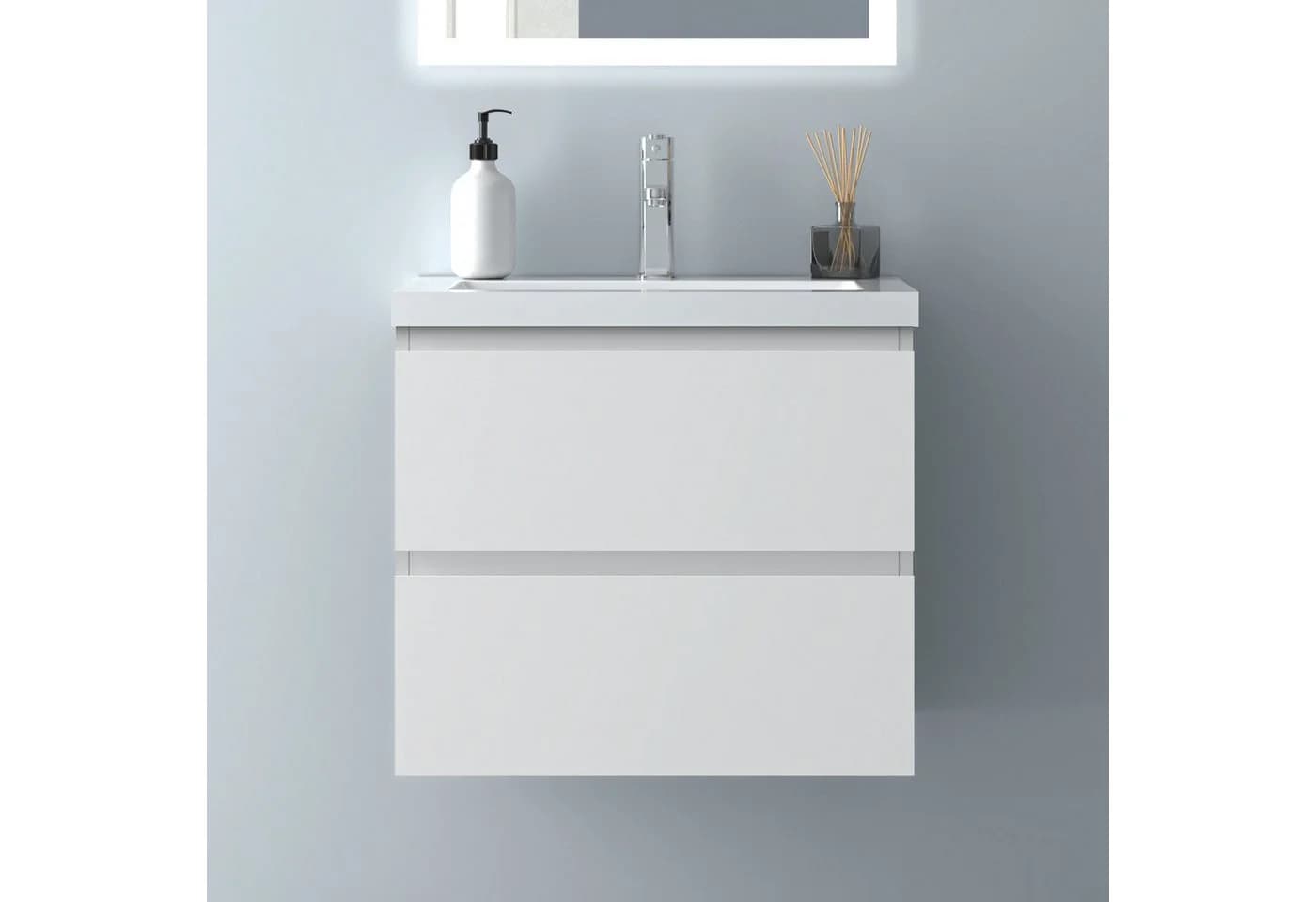 Aica Sanitär Waschtisch mit Unterschrank Weiß Softclose - Bild 3