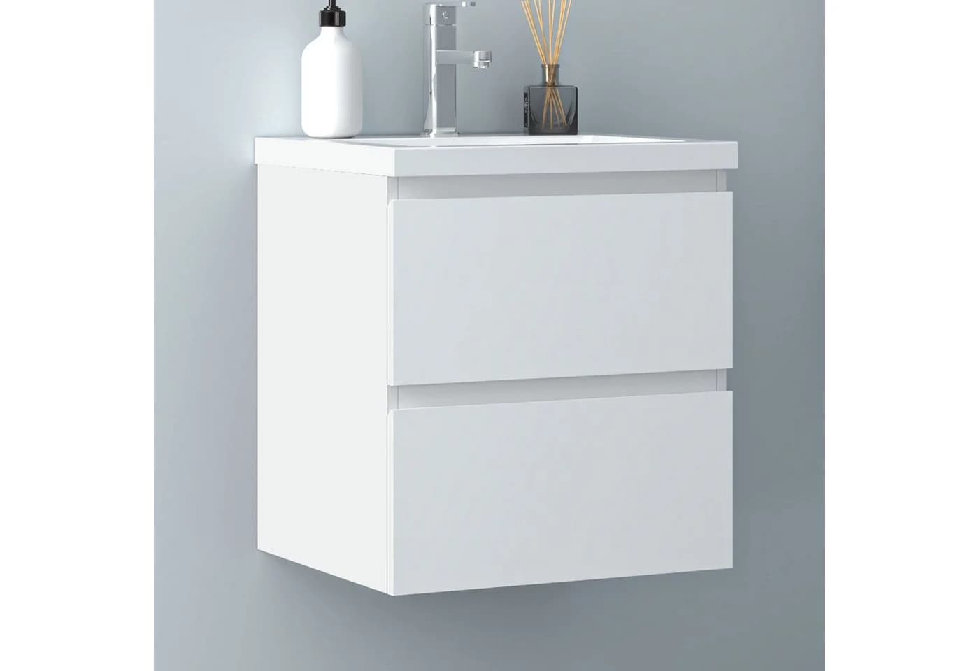 Aica Sanitär Waschtisch mit Unterschrank und Kunststeinbecken hängend - Bild 2
